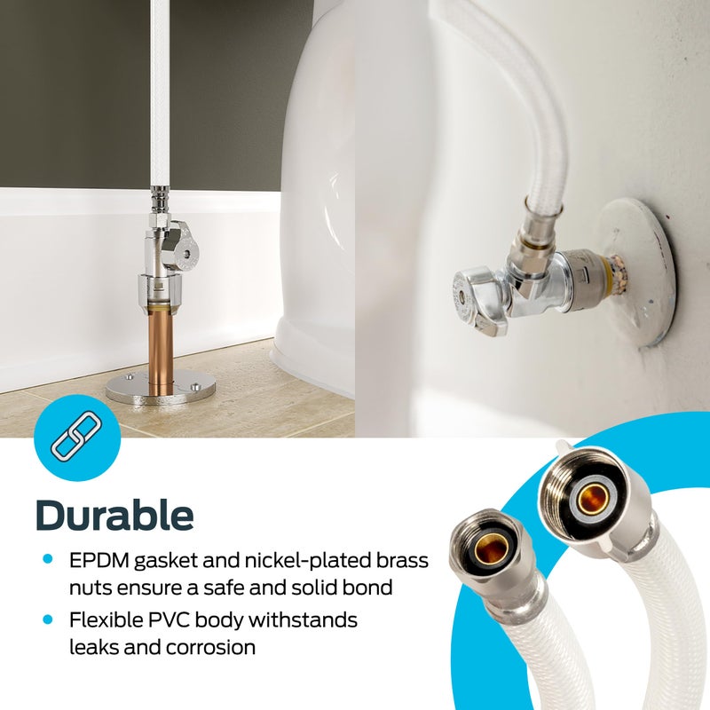 Eastman 12 Inch Flexible Toilet Connector, 7/8 Inch Ballcock x 3/8 Inch Compression Inlet Connection, 48145 - Image 5